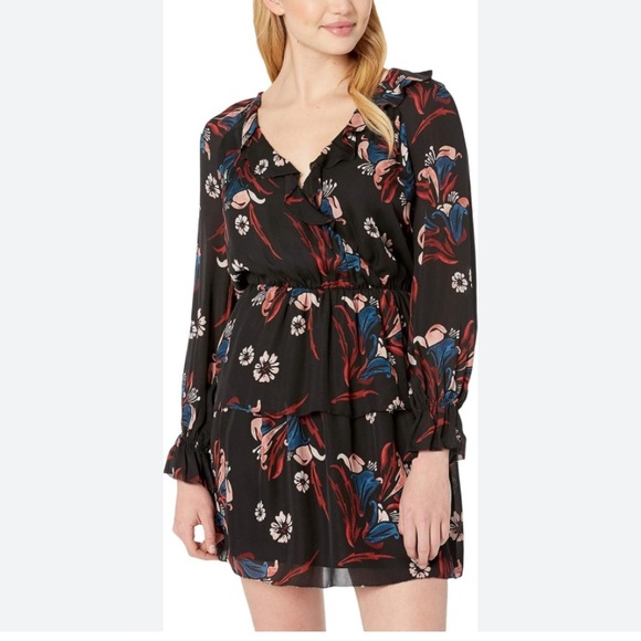 Joie Nour dress 100% silk floral ruffle mini dress size Medium - Picture 2 of 11